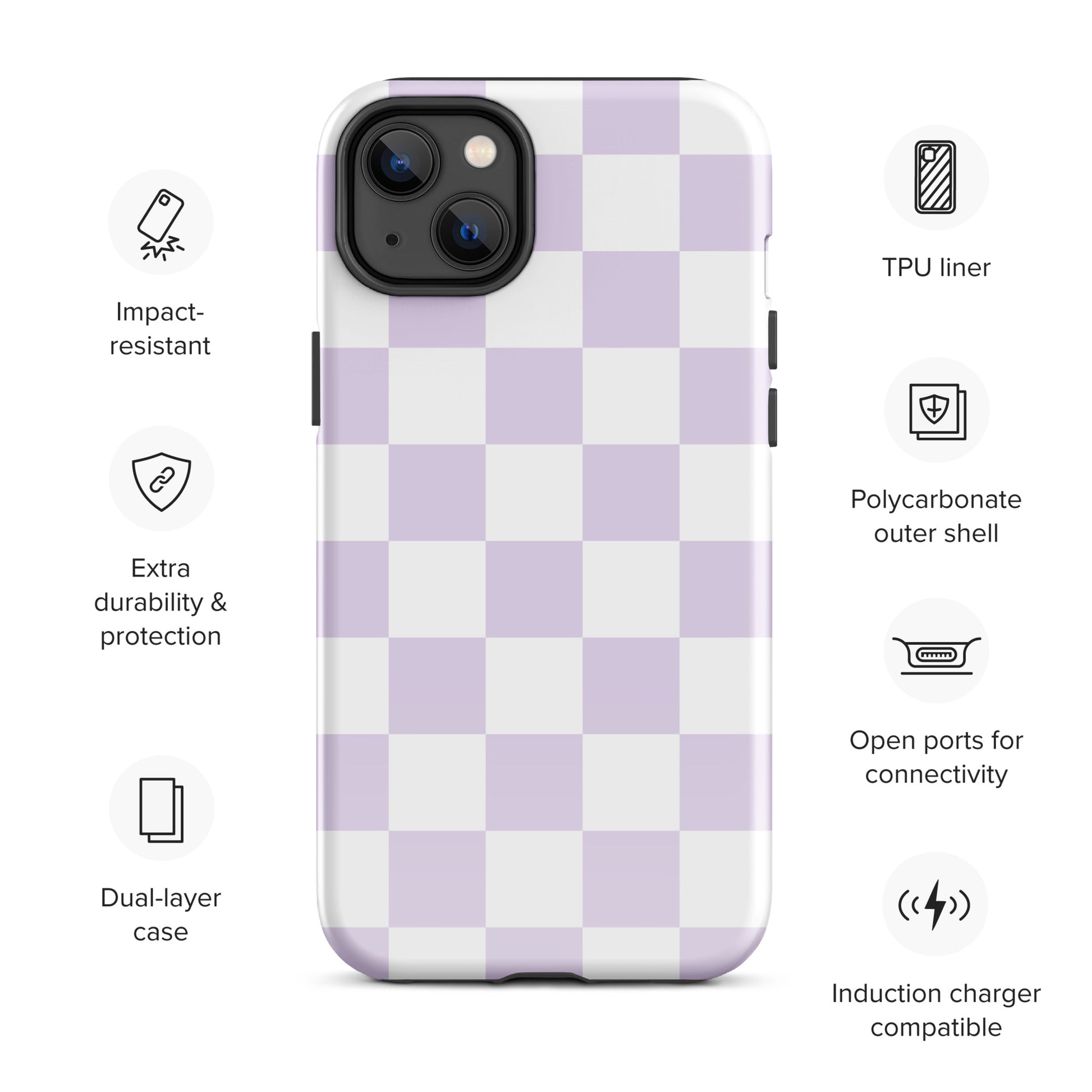 Pastel Purple Checkered iPhone Case