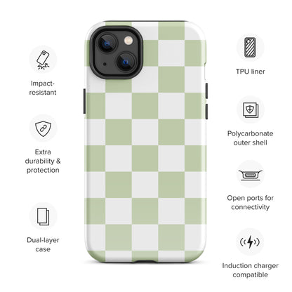 Pastel Green Checkered iPhone Case