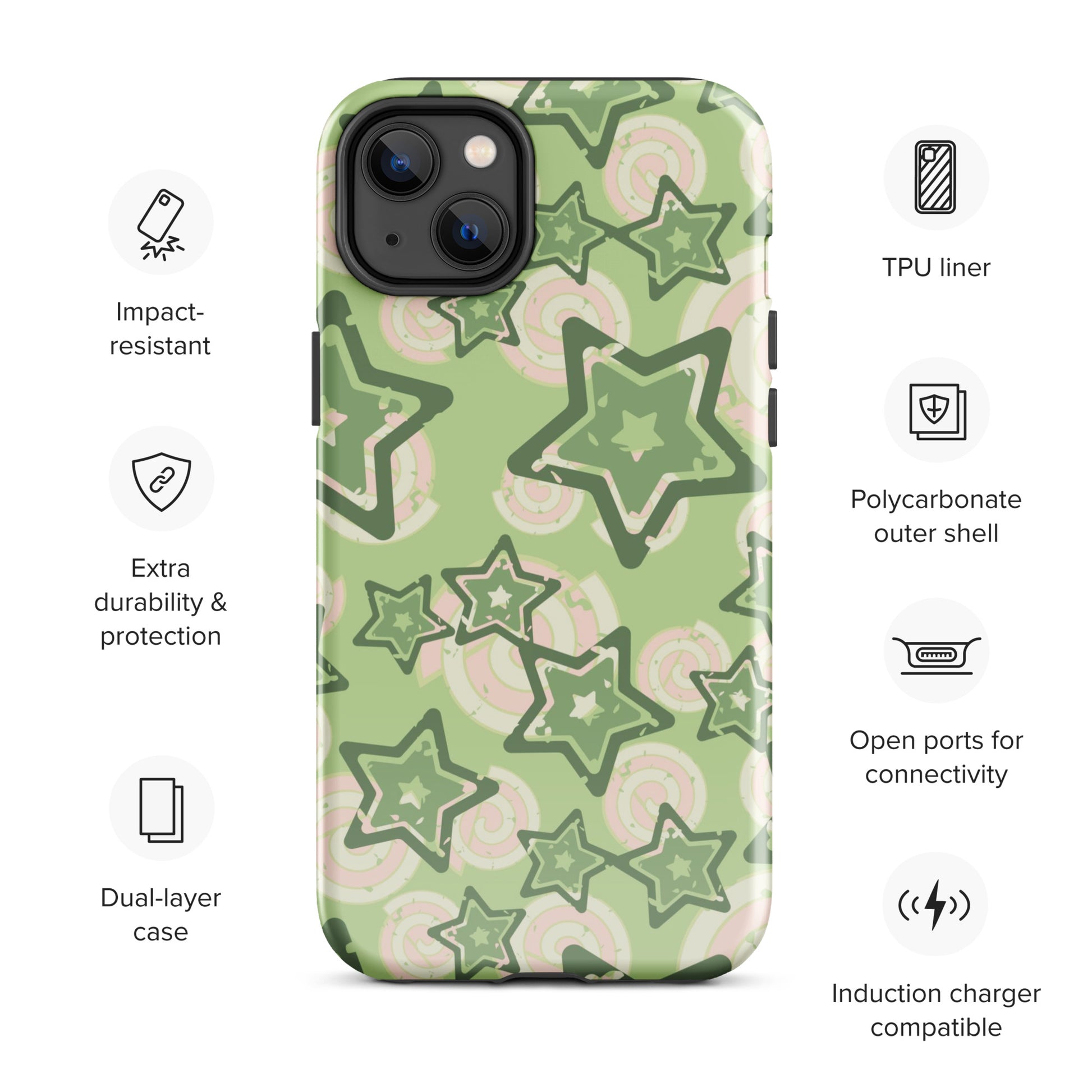 Y2K Green Star iPhone Case