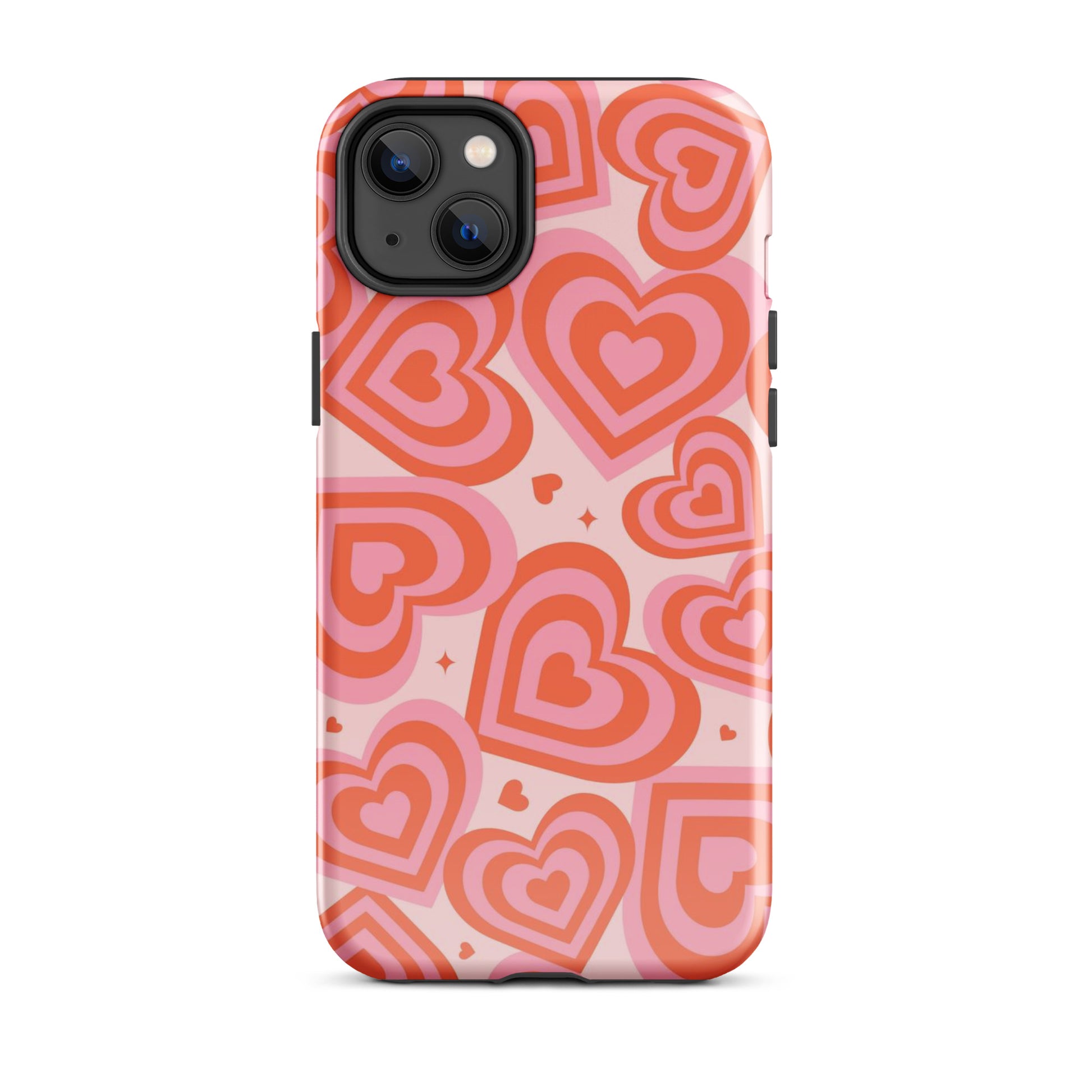 Pink & Red Hearts iPhone Case iPhone 14 Plus Glossy