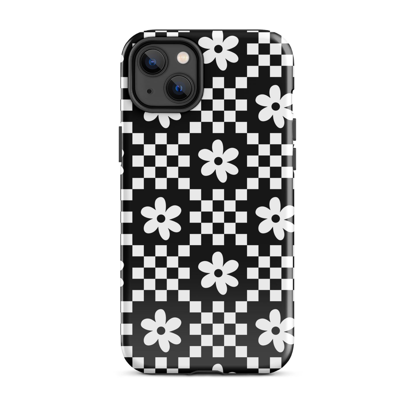 Checkerboard Daisy iPhone Case iPhone 14 Plus Glossy