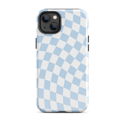 Blue Wavy Checkered iPhone Case