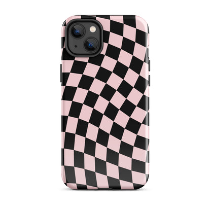 Pink & Black Wavy Checkered iPhone Case