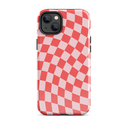 Red & Pink Wavy Checkered iPhone Case