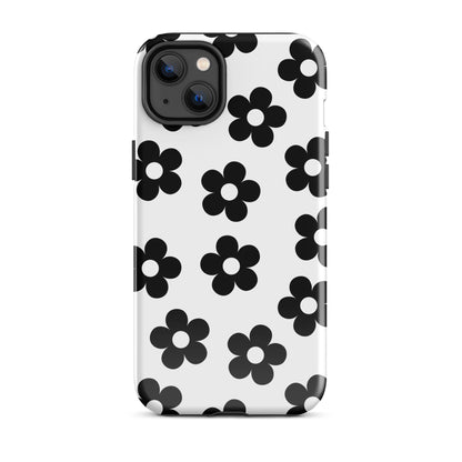 White Retro Flowers iPhone Case