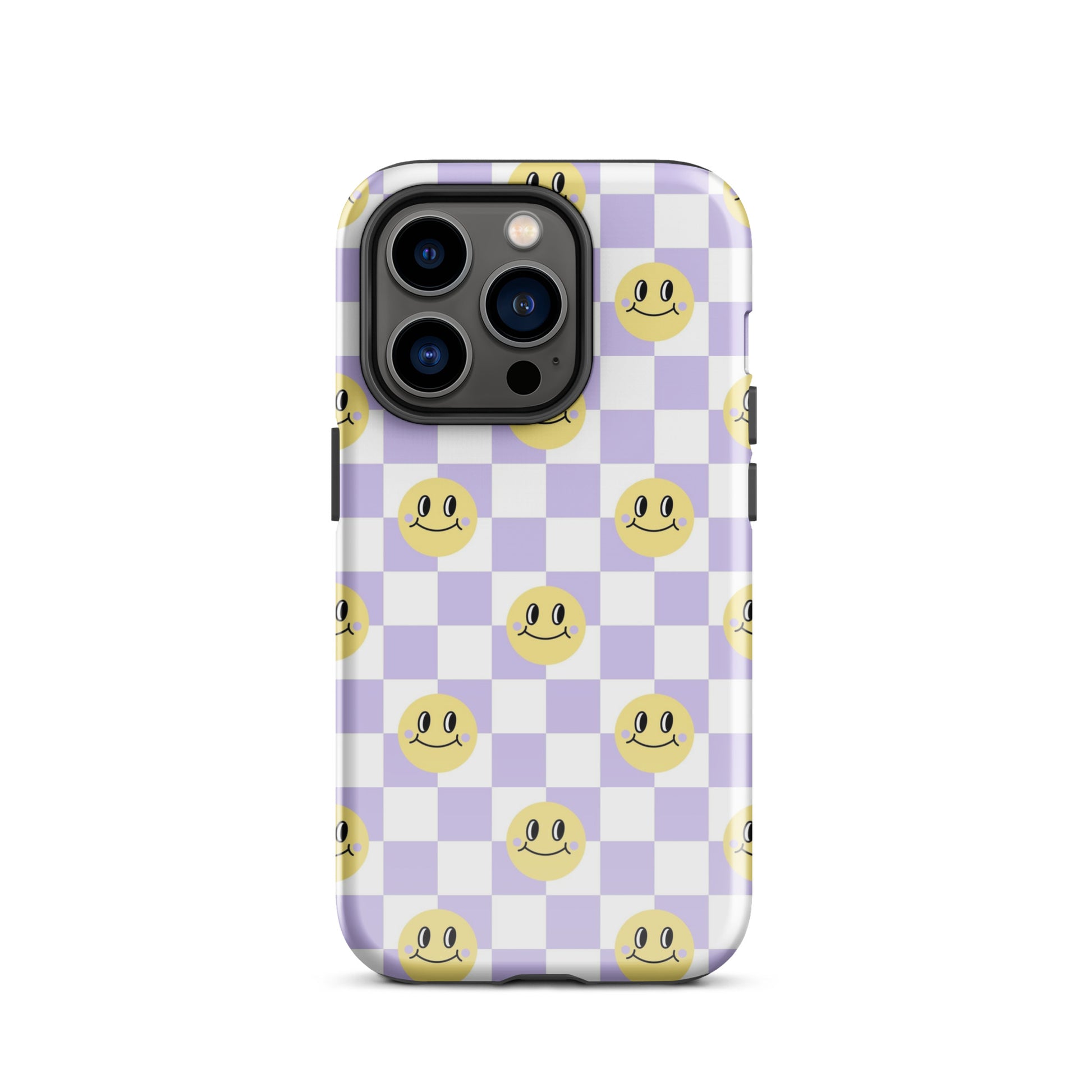Checkered Smiley Faces iPhone Case Glossy iPhone 14 Pro