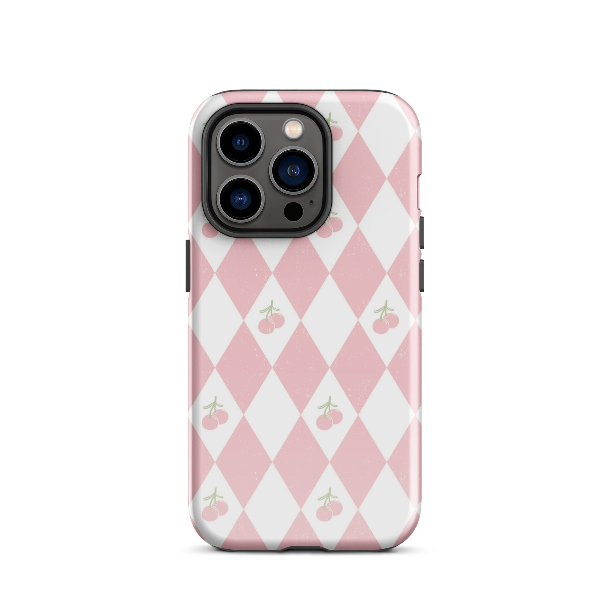 Cherry Argyle iPhone Case iPhone 14 Pro Glossy