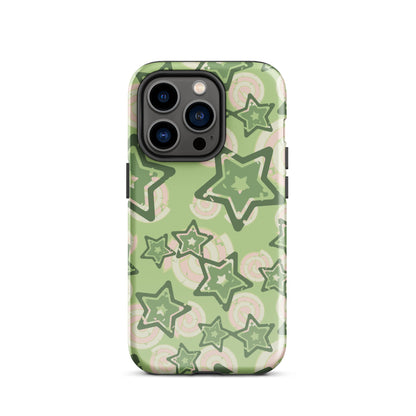 Y2K Green Star iPhone Case iPhone 14 Pro Glossy