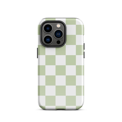 Pastel Green Checkered iPhone Case iPhone 14 Pro Glossy