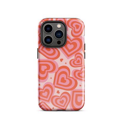 Pink & Red Hearts iPhone Case iPhone 14 Pro Glossy