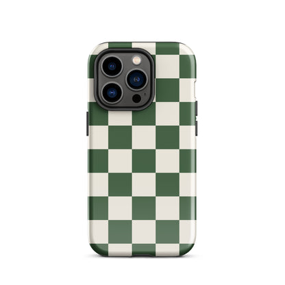 Green Checkered iPhone Case iPhone 14 Pro Glossy