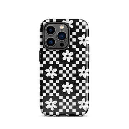 Checkerboard Daisy iPhone Case iPhone 14 Pro Glossy