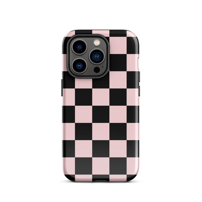 Pink & Black Checkered iPhone Case