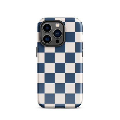 Navy & Beige Checkered iPhone Case