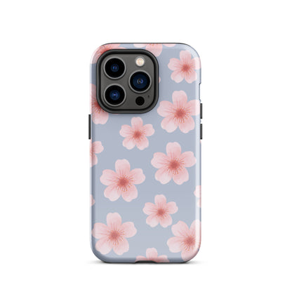 Blue Cherry Blossoms iPhone Case