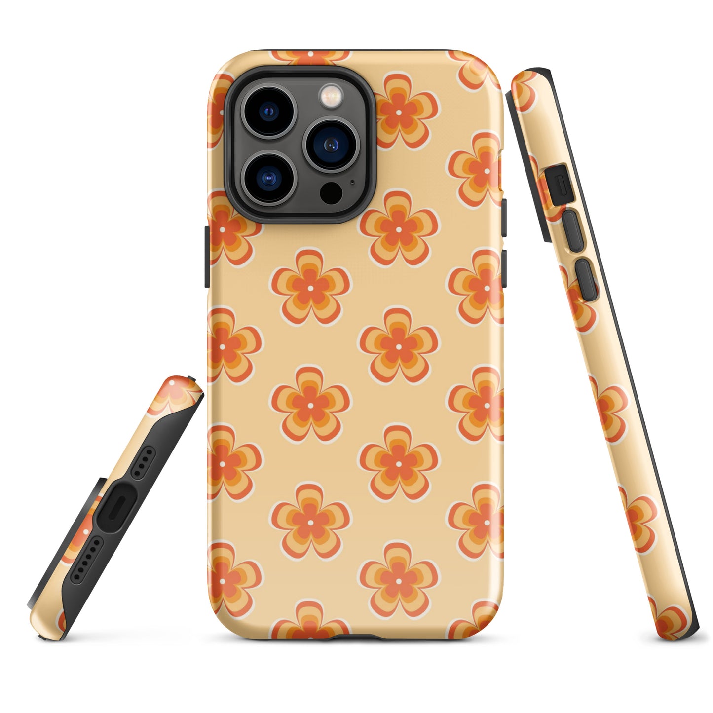 Orange Retro Flowers iPhone Case