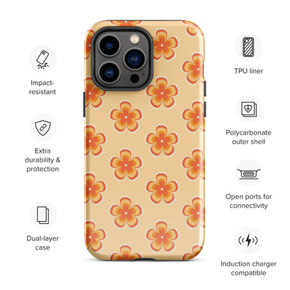 Orange Retro Flowers iPhone Case