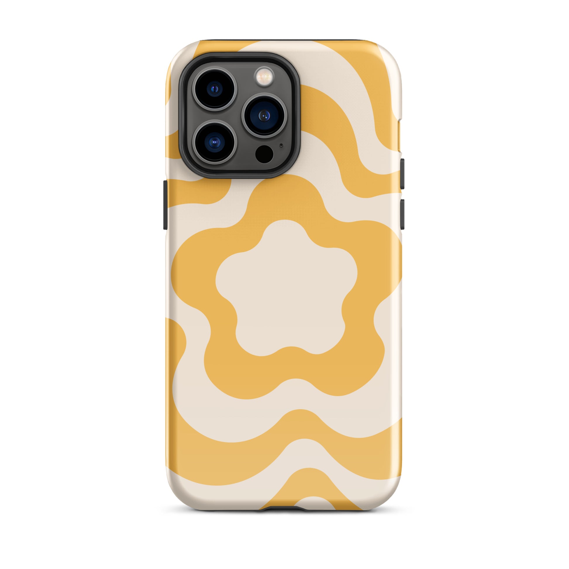 Yellow Retro Flowers iPhone Case iPhone 14 Pro Max Glossy