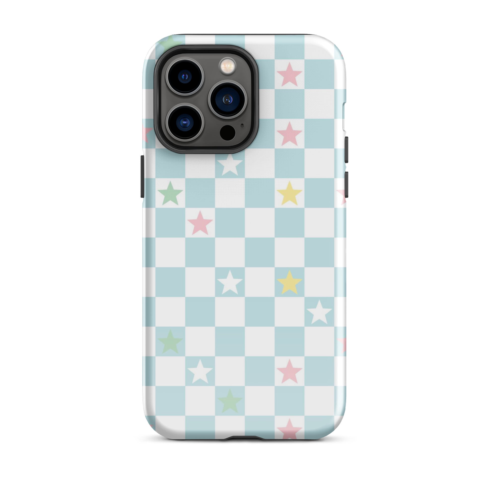 Stars Checkered iPhone Case iPhone 14 Pro Max Glossy