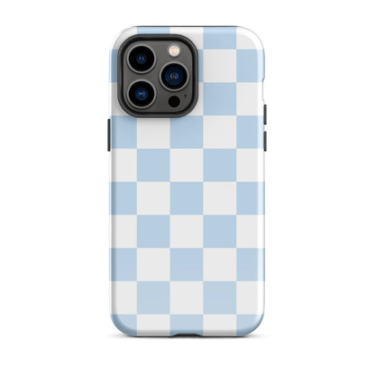 Pastel Blue Checkered iPhone Case iPhone 14 Pro Max Glossy