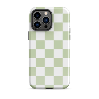 Pastel Green Checkered iPhone Case iPhone 14 Pro Max Glossy