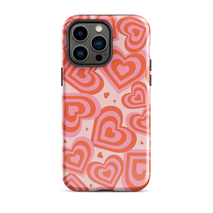 Pink & Red Hearts iPhone Case iPhone 14 Pro Max Glossy