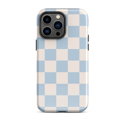 Light Blue & Beige Checkered iPhone Case