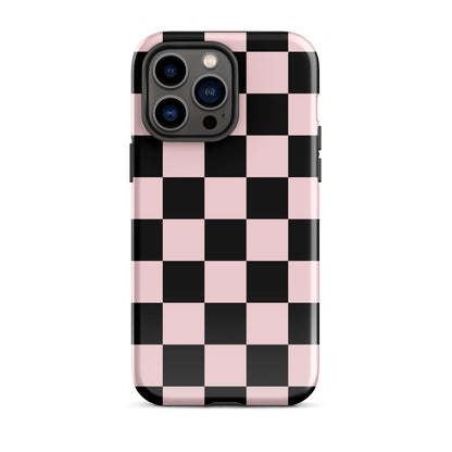 Pink & Black Checkered iPhone Case