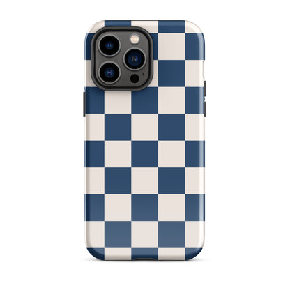 Navy & Beige Checkered iPhone Case