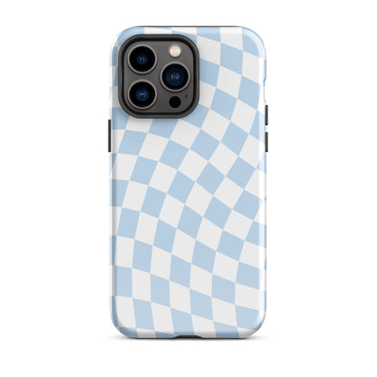 Blue Wavy Checkered iPhone Case