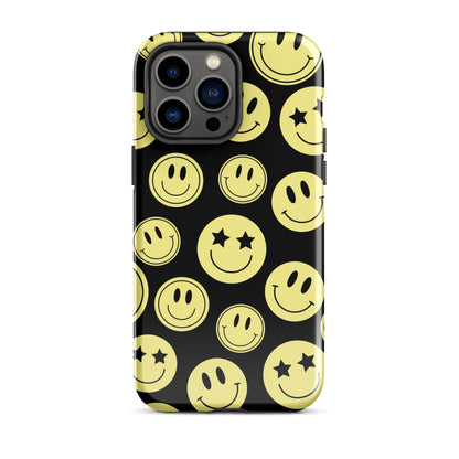 Black Smiley Faces iPhone Case