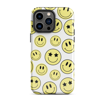 White Smiley Faces iPhone Case