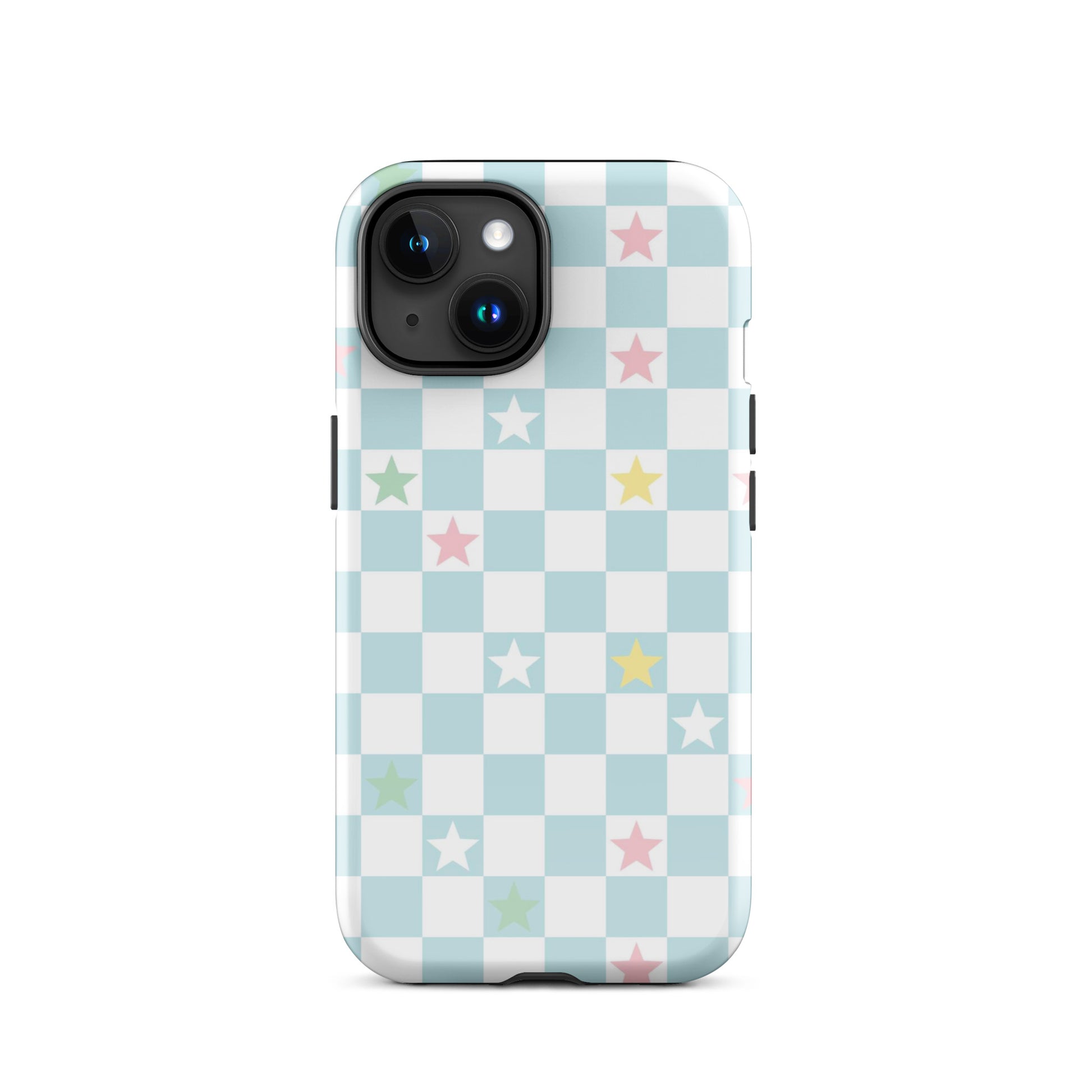 Stars Checkered iPhone Case iPhone 15 Glossy