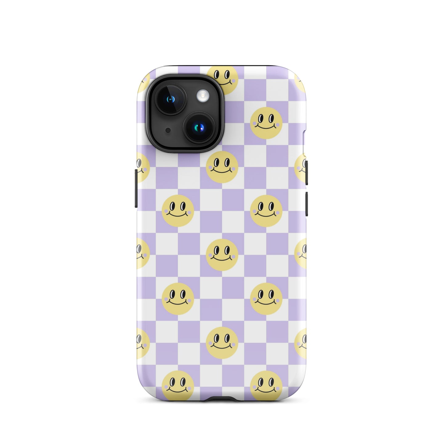 Checkered Smiley Faces iPhone Case Glossy iPhone 15