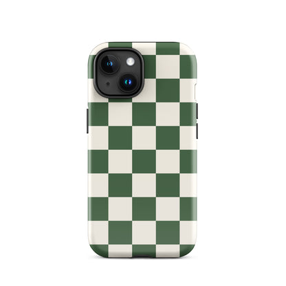 Green Checkered iPhone Case iPhone 15 Glossy