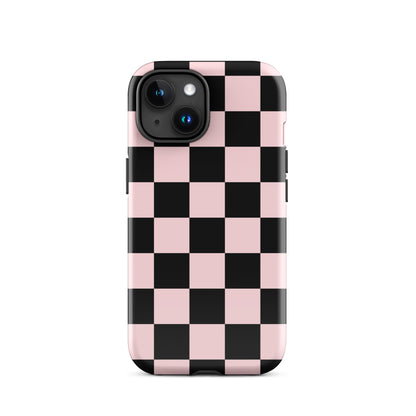 Pink & Black Checkered iPhone Case