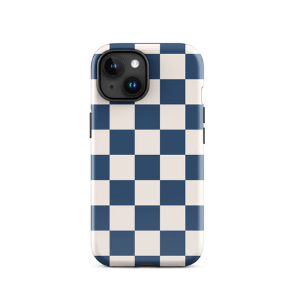 Navy & Beige Checkered iPhone Case