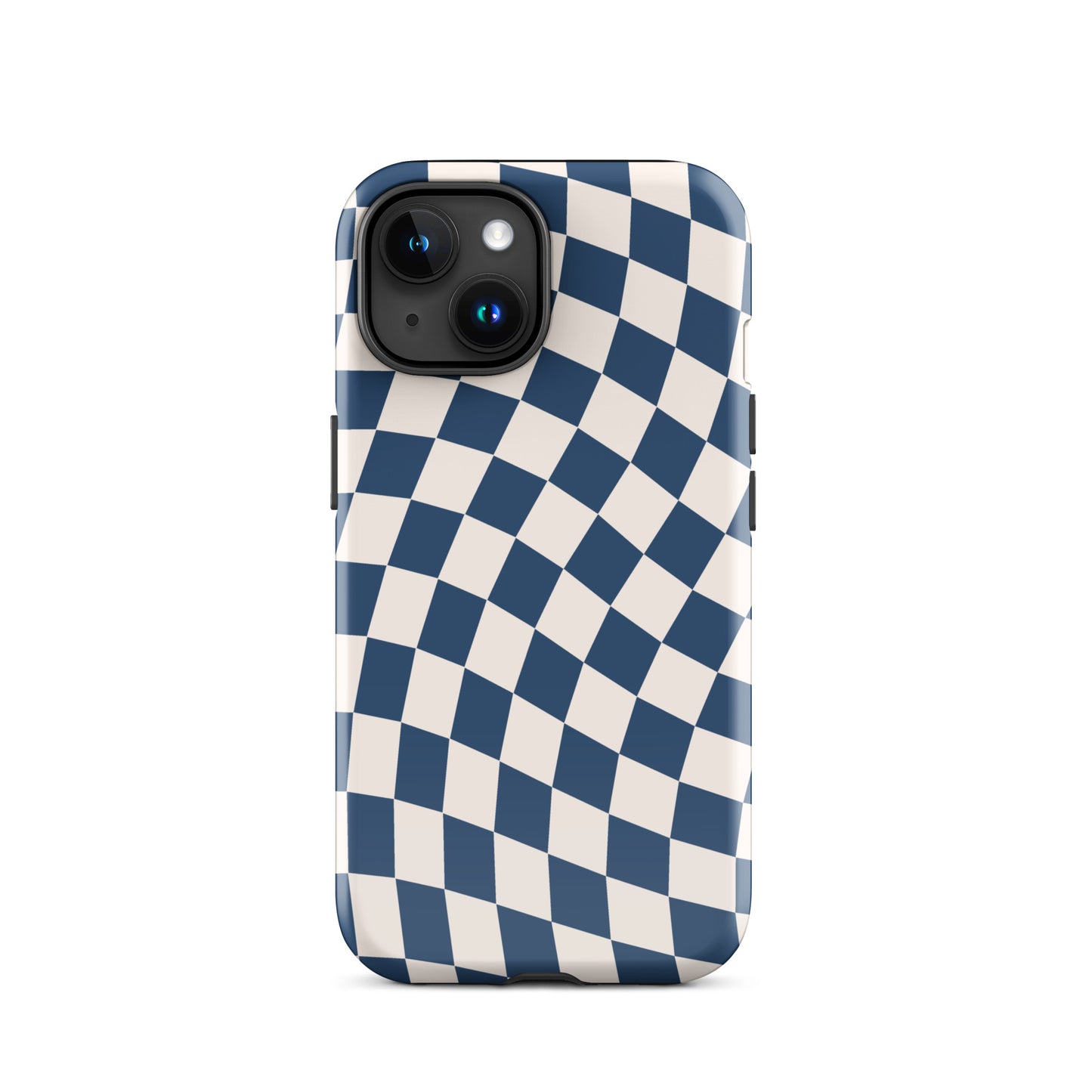 Navy & Beige Wavy Checkered iPhone Case