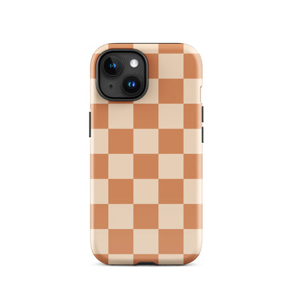 Dark Orange Checkered iPhone Case