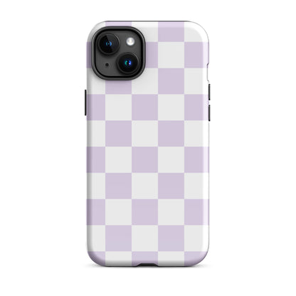 Pastel Purple Checkered iPhone Case iPhone 15 Plus Glossy