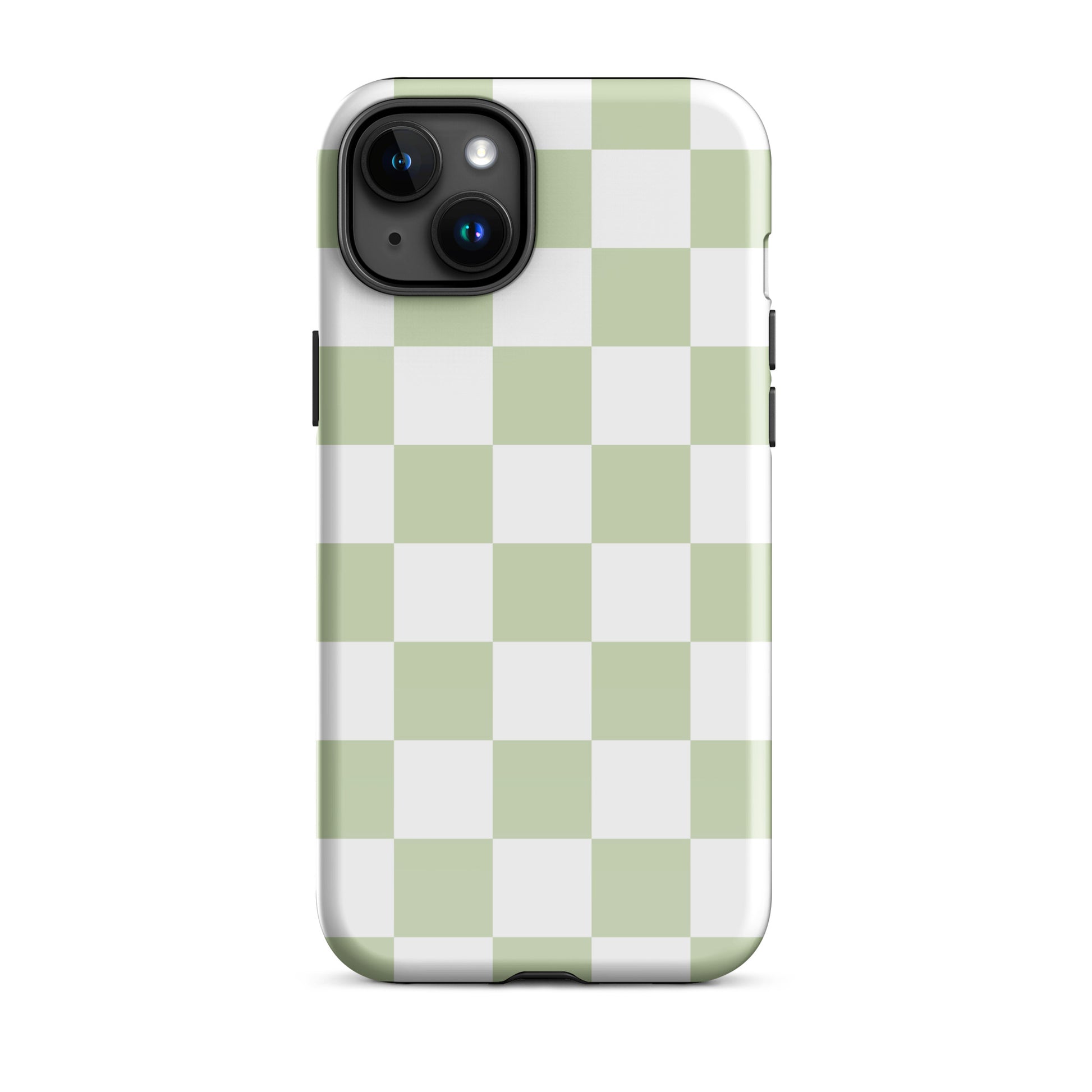 Pastel Green Checkered iPhone Case iPhone 15 Plus Glossy