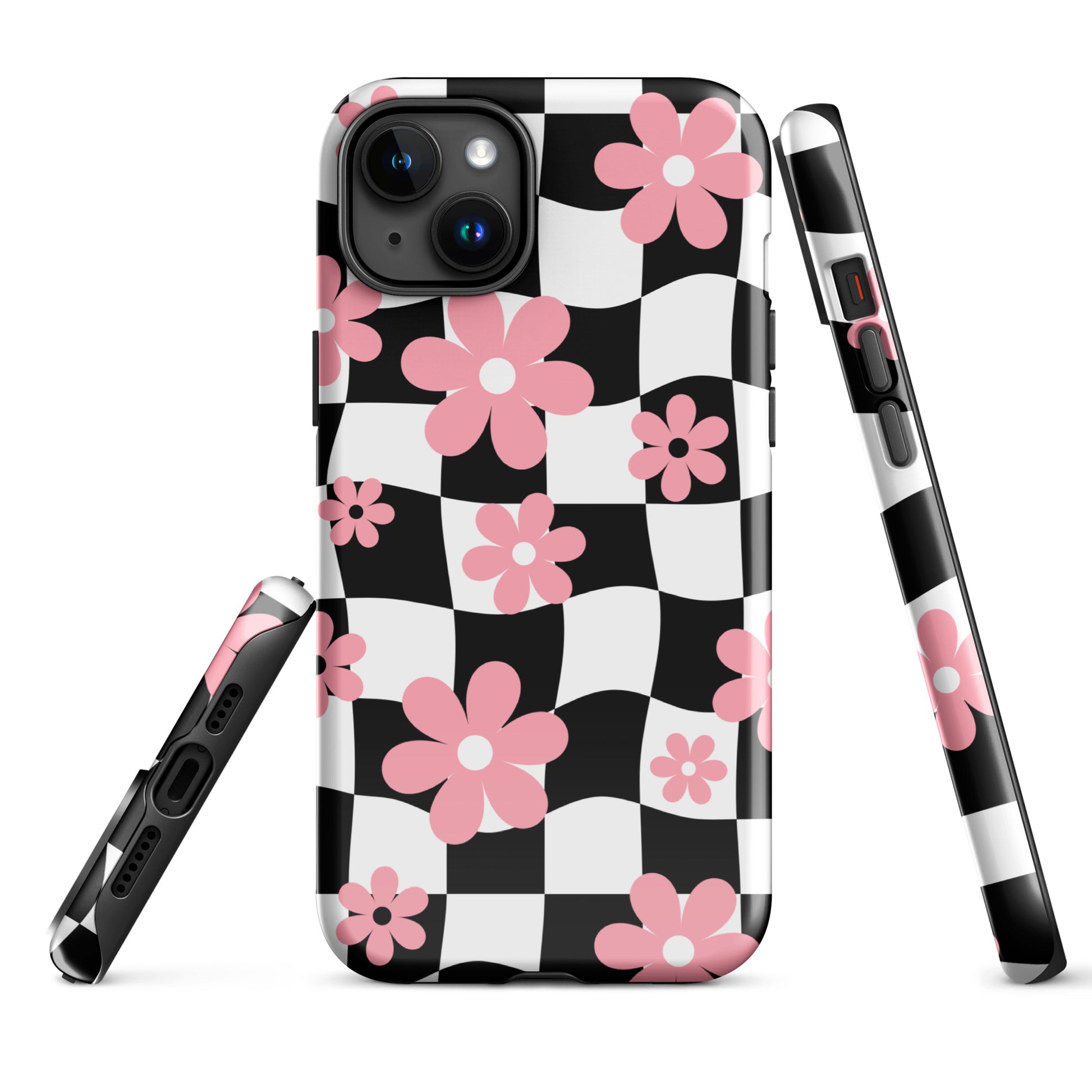 Floral Wavy Checkered iPhone Case