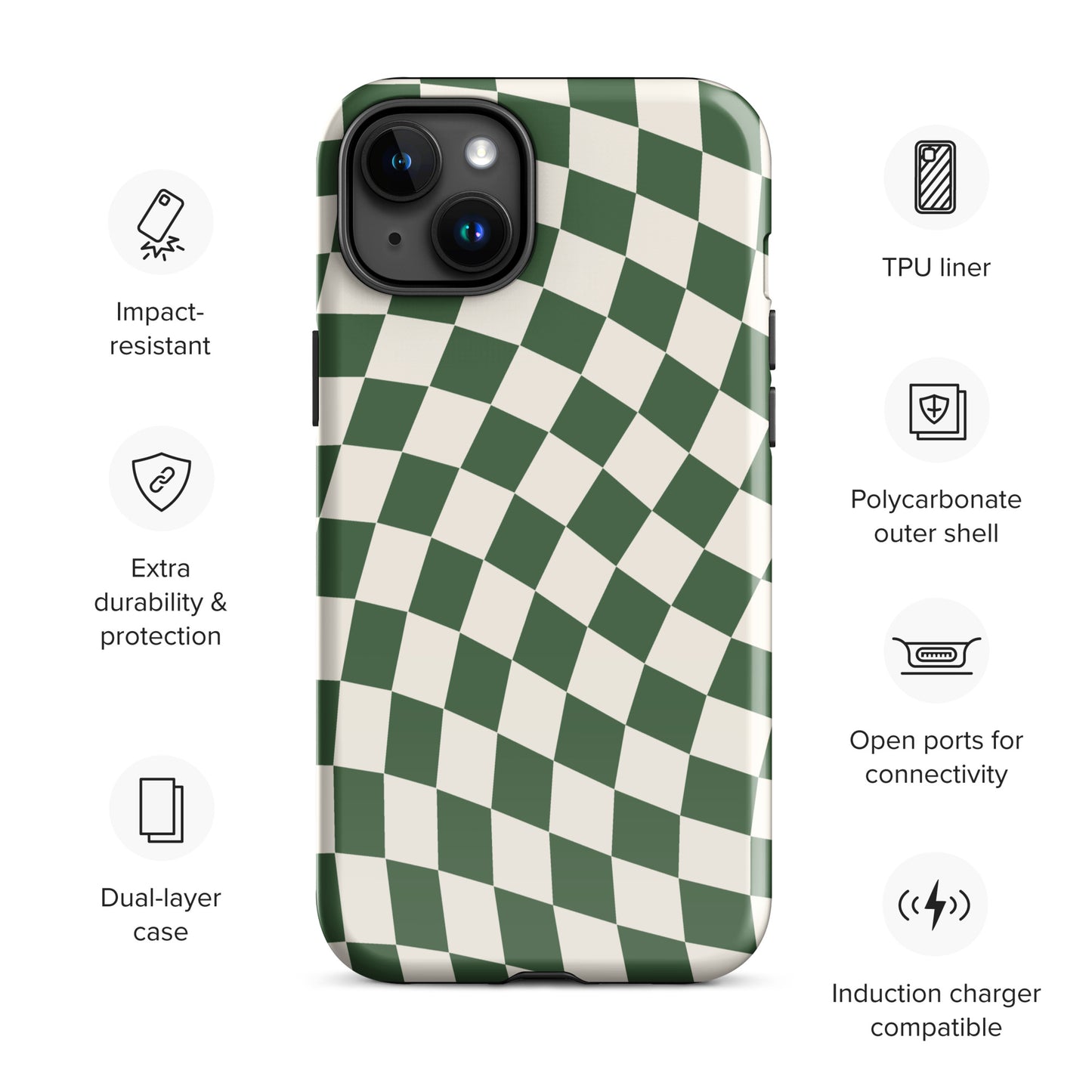 Green Wavy Checkered iPhone Case