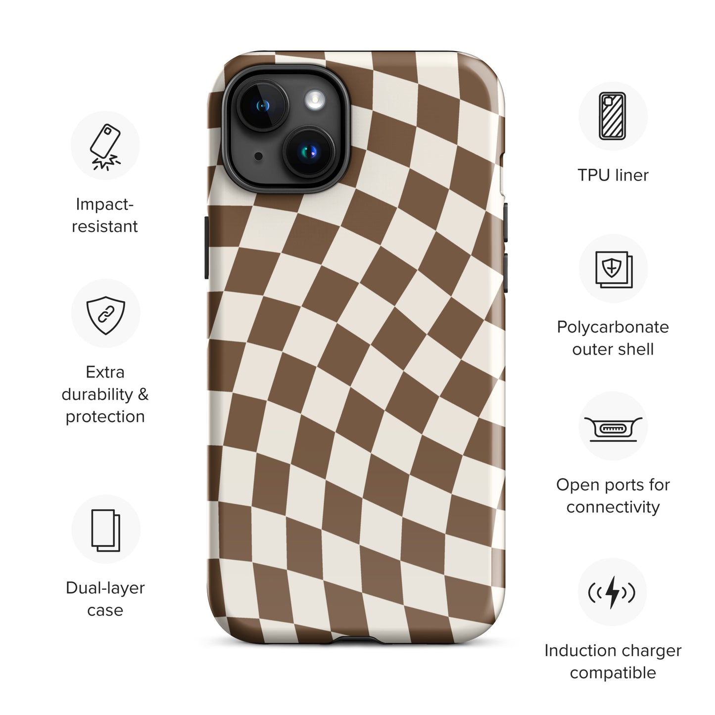 Brown Wavy Checkered iPhone Case