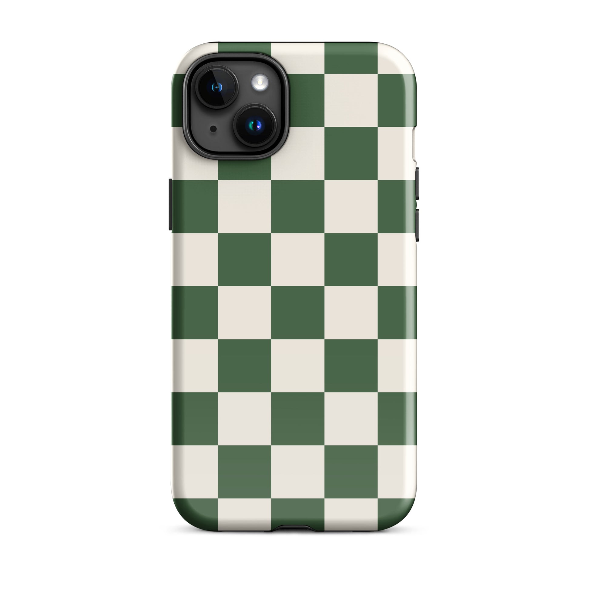 Green Checkered iPhone Case iPhone 15 Plus Glossy
