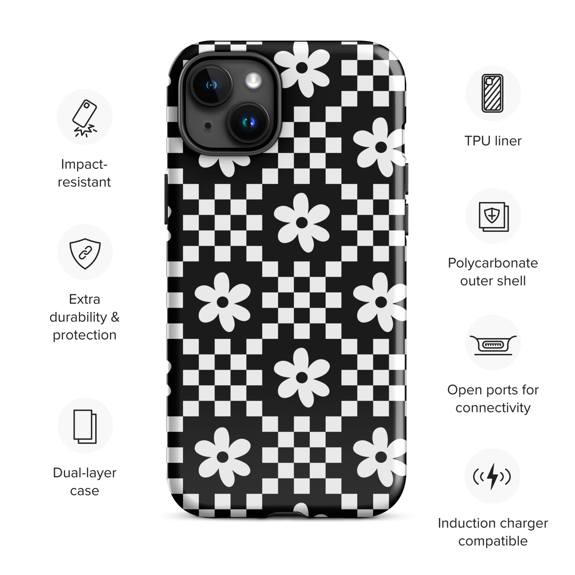 Checkerboard Daisy iPhone Case