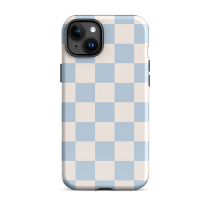 Light Blue & Beige Checkered iPhone Case