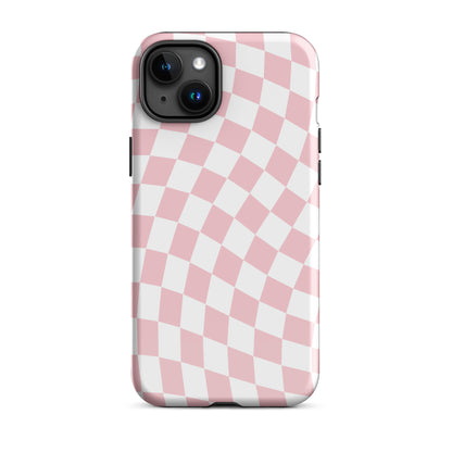 Pink Wavy Checkered iPhone Case