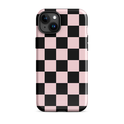 Pink & Black Checkered iPhone Case