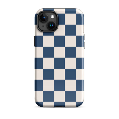 Navy & Beige Checkered iPhone Case